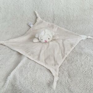 Crevent Cream Colored Lamb Sheep Lovey Baby Security Blanket Knotted Corners